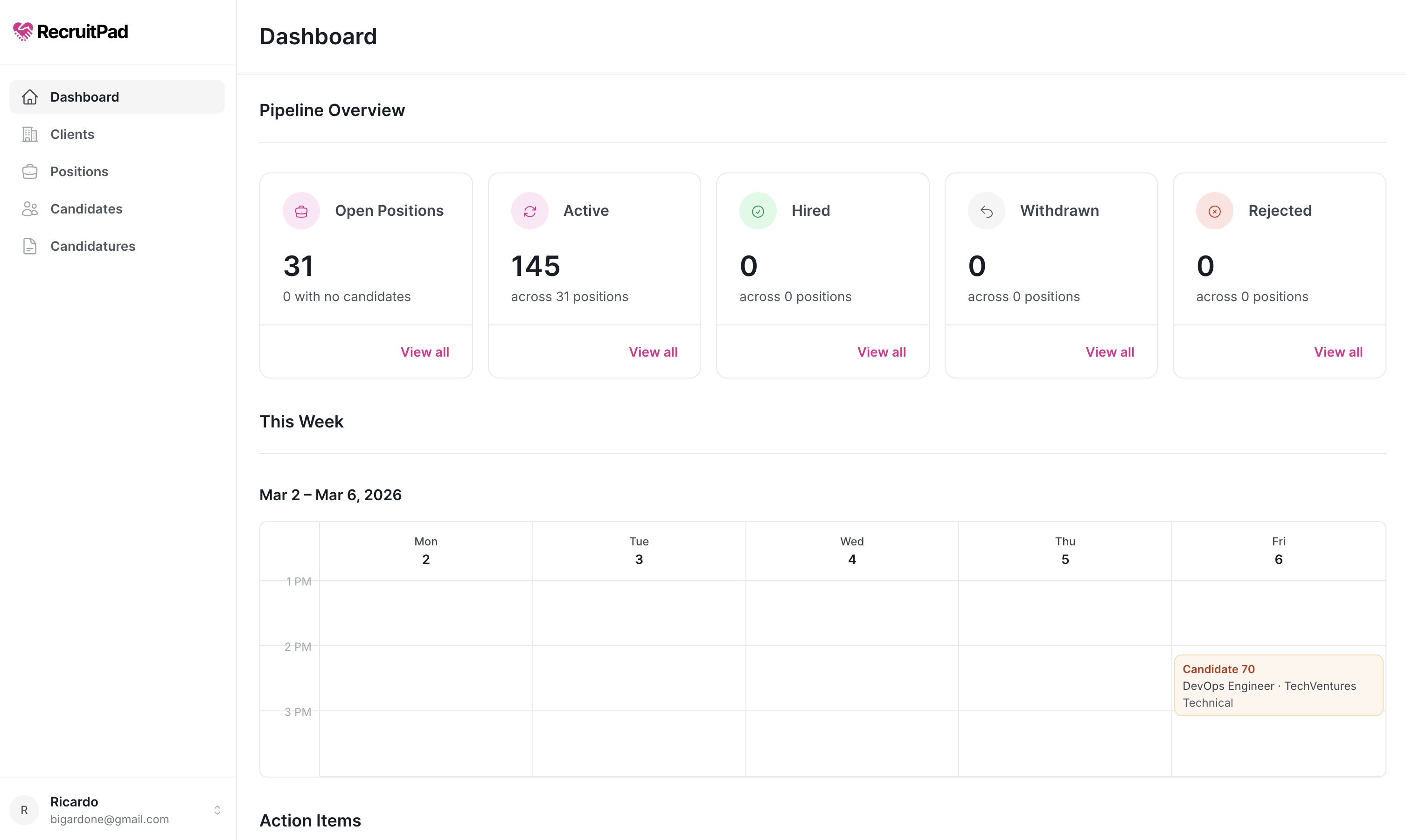 RecruitPad dashboard preview